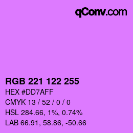 Color code: RGB 221 122 255 | qconv.com