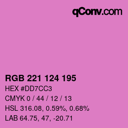 カラーコード: RGB 221 124 195 | qconv.com