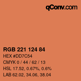 Color code: RGB 221 124 84 | qconv.com