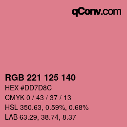 Color code: RGB 221 125 140 | qconv.com