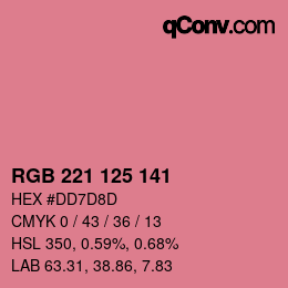 Color code: RGB 221 125 141 | qconv.com