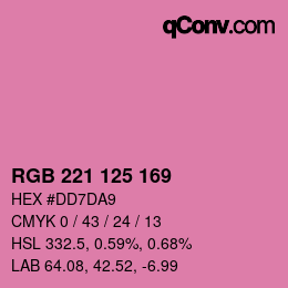 カラーコード: RGB 221 125 169 | qconv.com