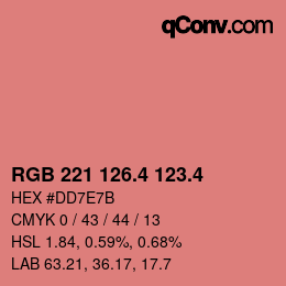 カラーコード: RGB 221 126.4 123.4 | qconv.com