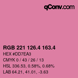 カラーコード: RGB 221 126.4 163.4 | qconv.com