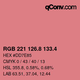 カラーコード: RGB 221 126.8 133.4 | qconv.com