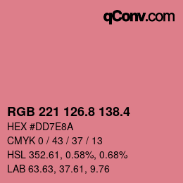 カラーコード: RGB 221 126.8 138.4 | qconv.com