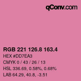 カラーコード: RGB 221 126.8 163.4 | qconv.com