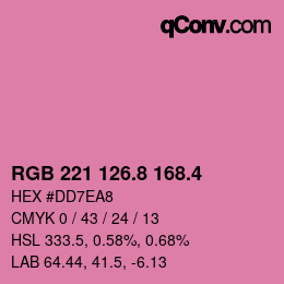 カラーコード: RGB 221 126.8 168.4 | qconv.com