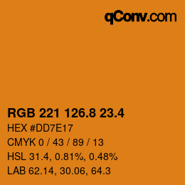 カラーコード: RGB 221 126.8 23.4 | qconv.com