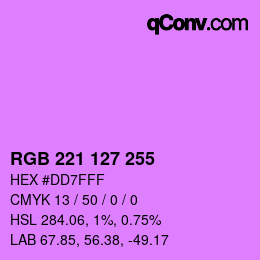 Color code: RGB 221 127 255 | qconv.com