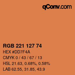 Color code: RGB 221 127 74 | qconv.com