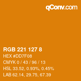 Color code: RGB 221 127 8 | qconv.com