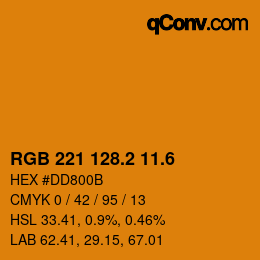 カラーコード: RGB 221 128.2 11.6 | qconv.com