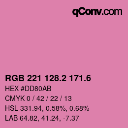 カラーコード: RGB 221 128.2 171.6 | qconv.com