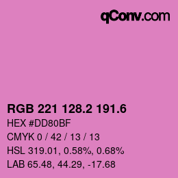 カラーコード: RGB 221 128.2 191.6 | qconv.com