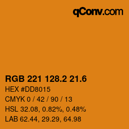 カラーコード: RGB 221 128.2 21.6 | qconv.com