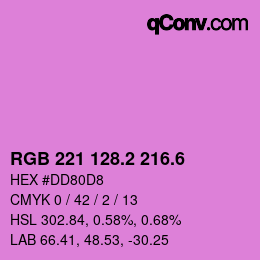 カラーコード: RGB 221 128.2 216.6 | qconv.com