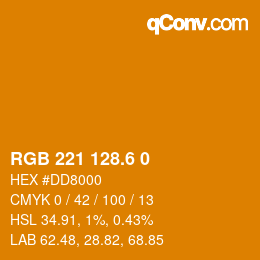 カラーコード: RGB 221 128.6 0 | qconv.com