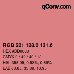 カラーコード: RGB 221 128.6 131.6 | qconv.com