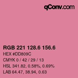 カラーコード: RGB 221 128.6 156.6 | qconv.com