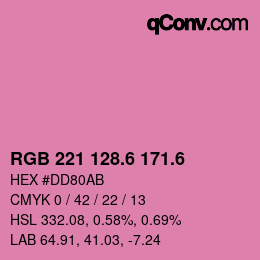 カラーコード: RGB 221 128.6 171.6 | qconv.com