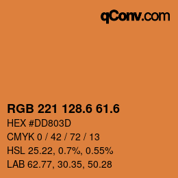 カラーコード: RGB 221 128.6 61.6 | qconv.com