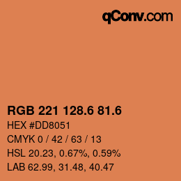 カラーコード: RGB 221 128.6 81.6 | qconv.com