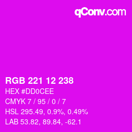 Color code: RGB 221 12 238 | qconv.com