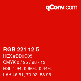 Color code: RGB 221 12 5 | qconv.com