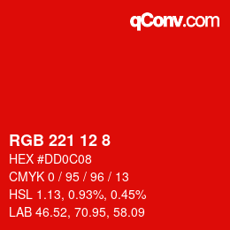 Color code: RGB 221 12 8 | qconv.com