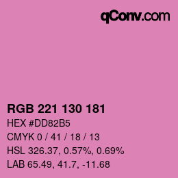 カラーコード: RGB 221 130 181 | qconv.com