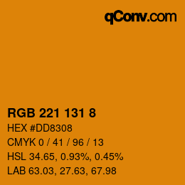 Color code: RGB 221 131 8 | qconv.com