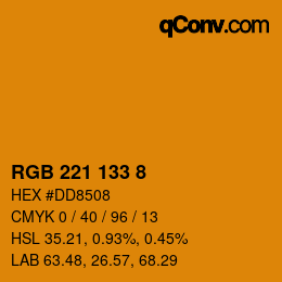 カラーコード: RGB 221 133 8 | qconv.com