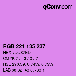 Color code: RGB 221 135 237 | qconv.com