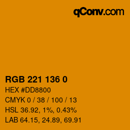 Color code: RGB 221 136 0 | qconv.com