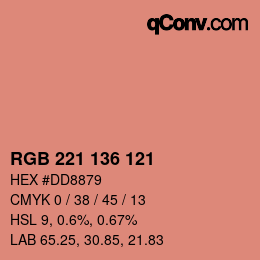 Color code: RGB 221 136 121 | qconv.com
