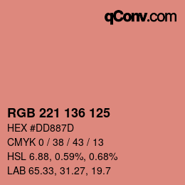 Color code: RGB 221 136 125 | qconv.com