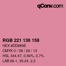 Color code: RGB 221 136 158 | qconv.com