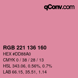 カラーコード: RGB 221 136 160 | qconv.com