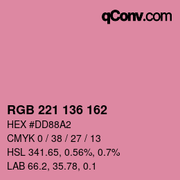 Code couleur: RGB 221 136 162 | qconv.com
