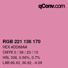 Color code: RGB 221 136 170 | qconv.com