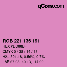 Color code: RGB 221 136 191 | qconv.com