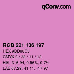 Color code: RGB 221 136 197 | qconv.com