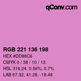 Color code: RGB 221 136 198 | qconv.com