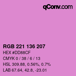Color code: RGB 221 136 207 | qconv.com