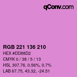 Color code: RGB 221 136 210 | qconv.com