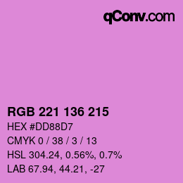 Color code: RGB 221 136 215 | qconv.com