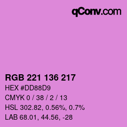 Color code: RGB 221 136 217 | qconv.com