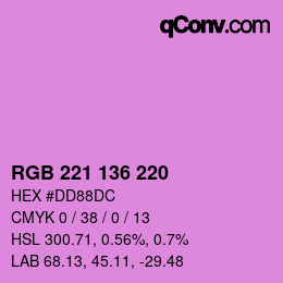 Color code: RGB 221 136 220 | qconv.com
