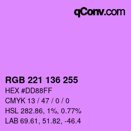 Color code: RGB 221 136 255 | qconv.com